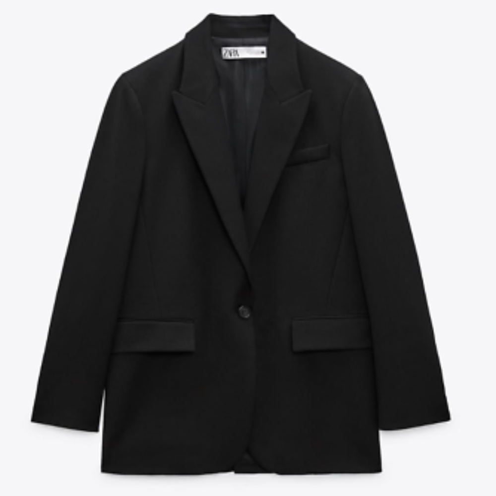 Zara Black Blazer Modern Tailored Jacket